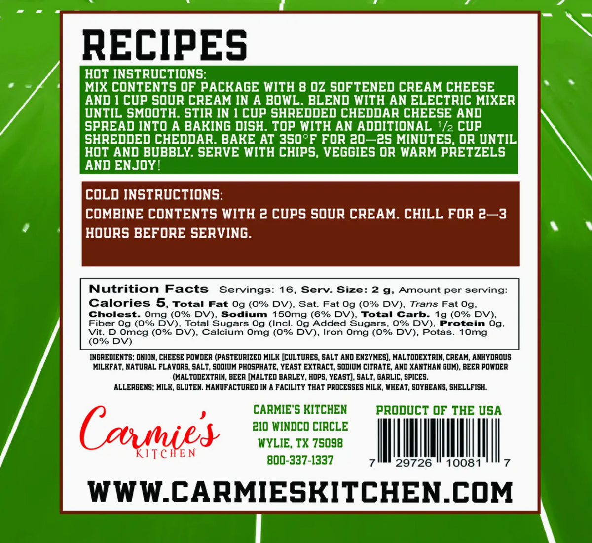 Tailgaters Beer Cheese Dip Mix - Game Day Collection
