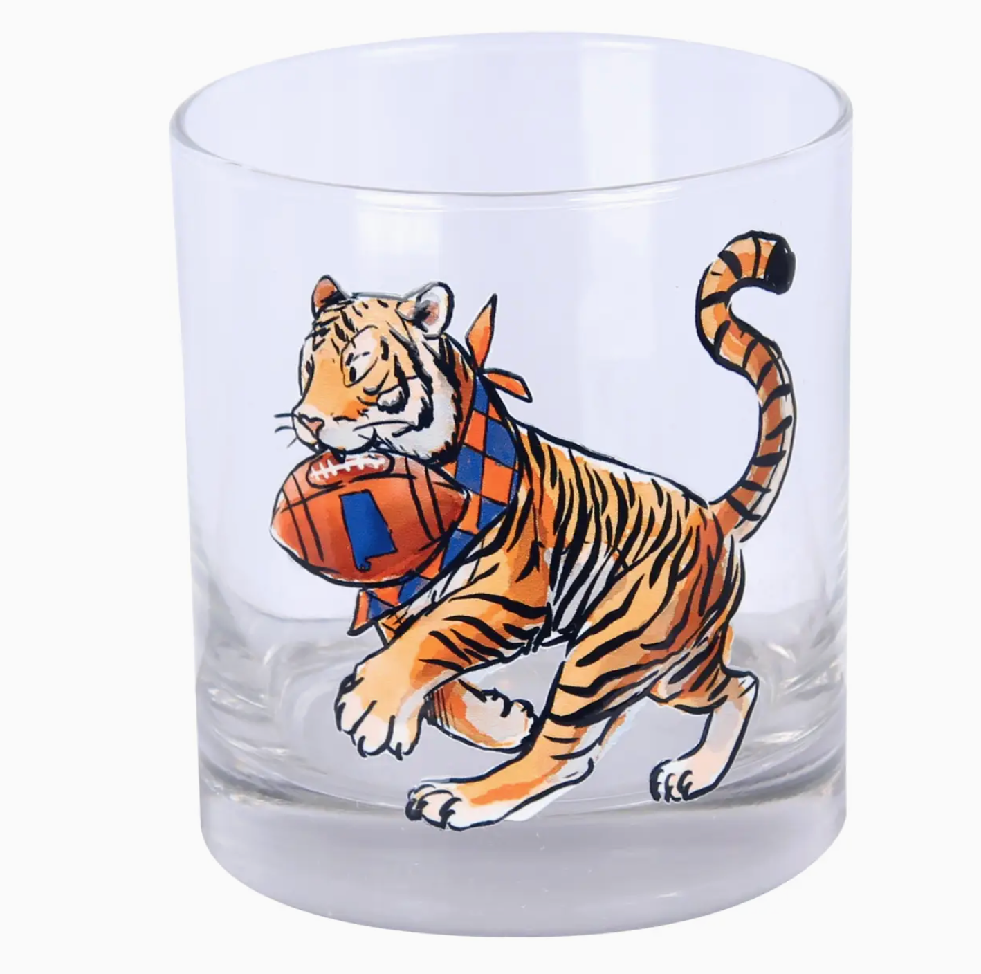 Orange and Blue Tiger Running Rocks Glass