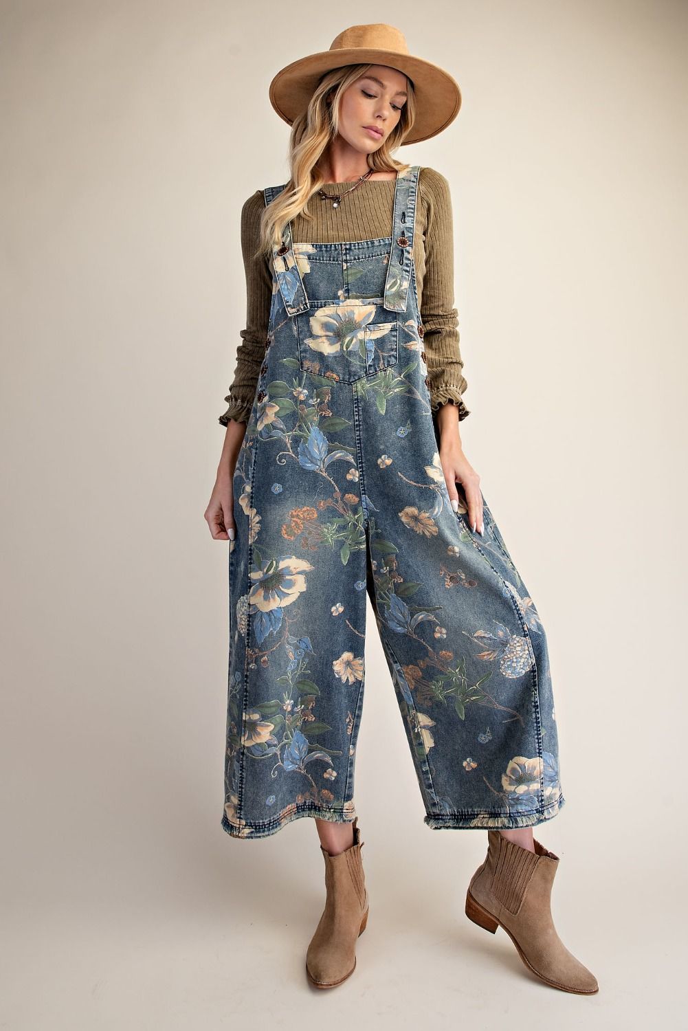 Lillian Washed Denim Floral Overall