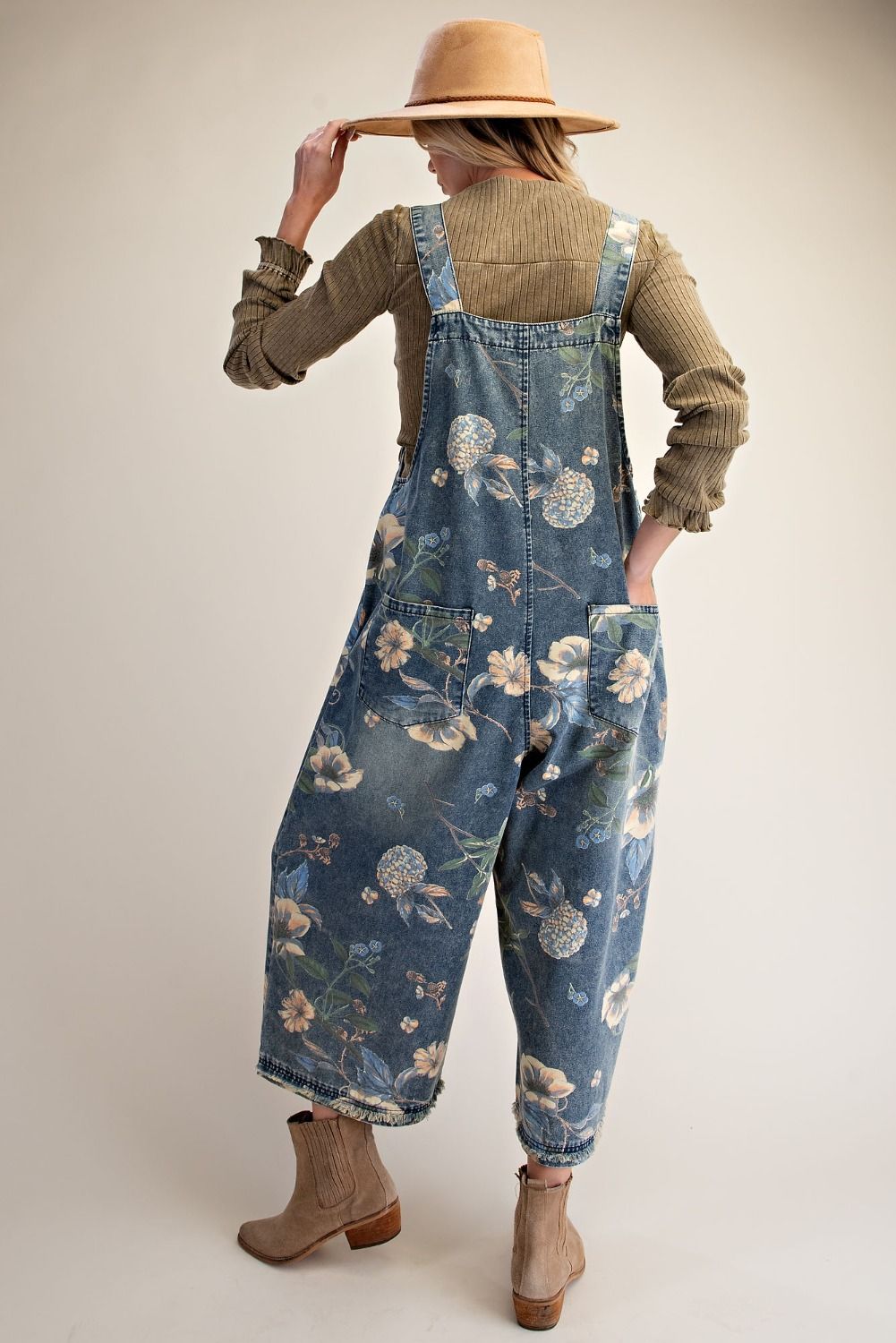 Lillian Washed Denim Floral Overall