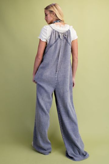 Denim Blue Cotton Gauze Jumpsuit