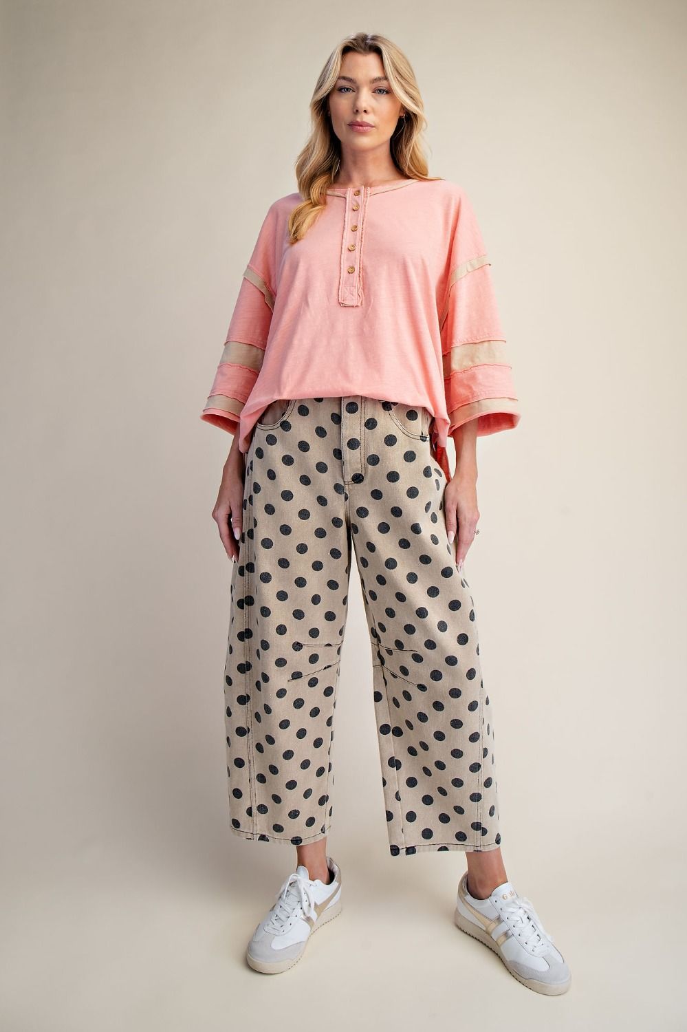 Dots Barrel Washed Twill Pant