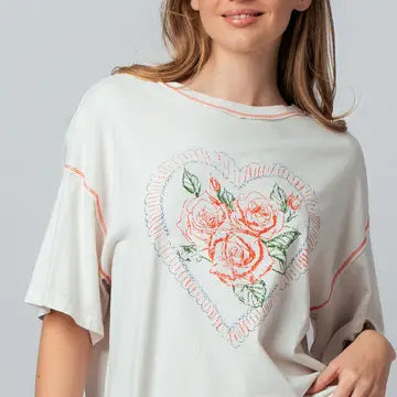 Vintage Floral Heart Top