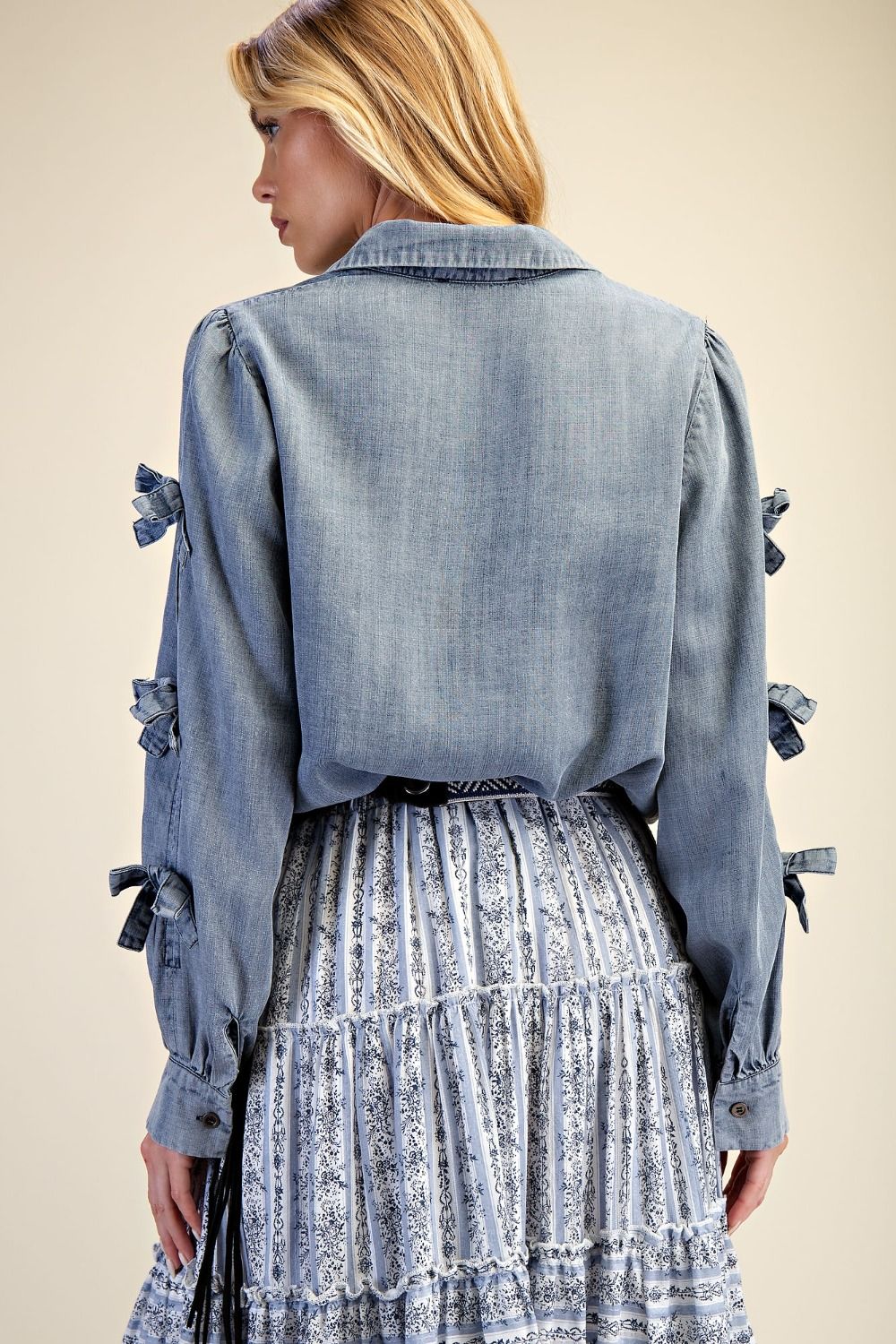Darcy Denim Bow Detail Top
