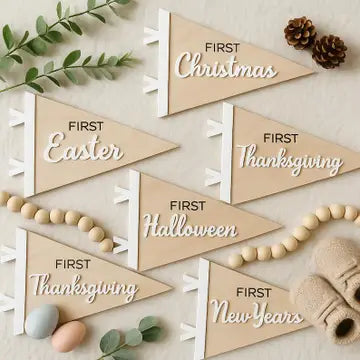 Baby’s First Holiday Pennant Flag Set | Birch + Acrylic