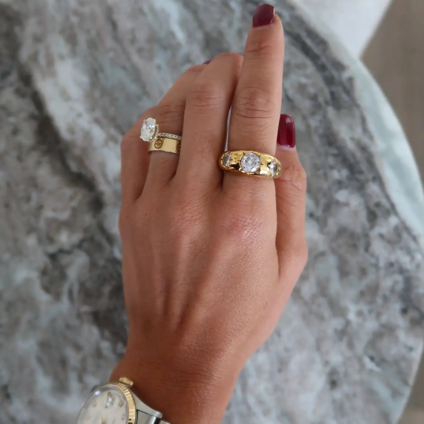 Shelby Three Stone Tarnish Resistant Ring (8)