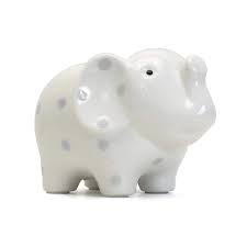 White Polka Dot Ceramic Bank Gray or Pink
