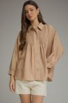 Tess Taupe Long Sleeve Button Front Top