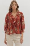 Rosa Ruffle Brick Floral Top